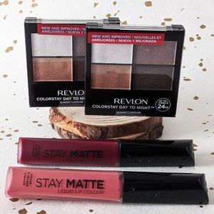 Revlon Colorstay Eyeshadow Quads and Rimmel London Matte Liquid Lip Color Bundle